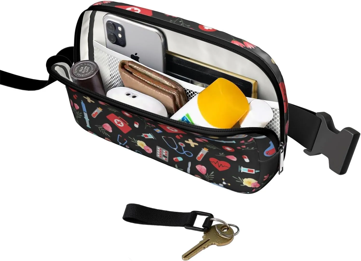 Fanny Pack for Women,Mini Waterproof Nurse theme Belt Bag,Fashionable Crossbody,Cute Everywhere Belt Bags Fanny Pack for Hiking, Travel.