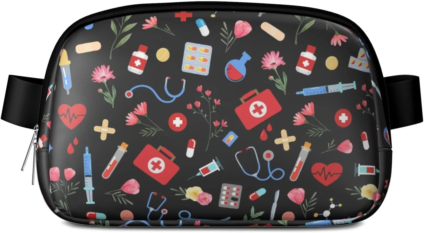 Fanny Pack for Women,Mini Waterproof Nurse theme Belt Bag,Fashionable Crossbody,Cute Everywhere Belt Bags Fanny Pack for Hiking, Travel.