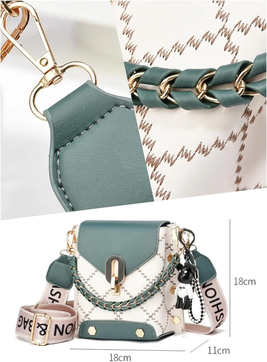 Fashionable and versatile Sewing thread Crossbody Shoulder Bags for Women Small Tote Square Satchel Handbags Purse