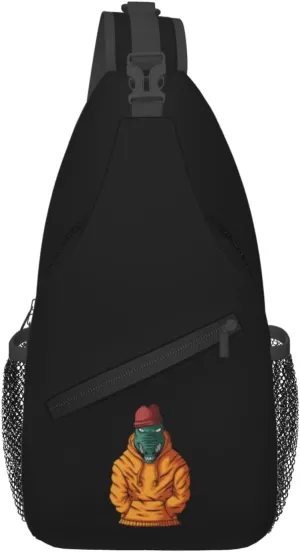 Fashionable Crocodile Hoodie And Hat Crossbody Bags For Women Men Chest Backpack Gym Shoulder Bag Travel Outdoor Sports Casual Crossbody Bags