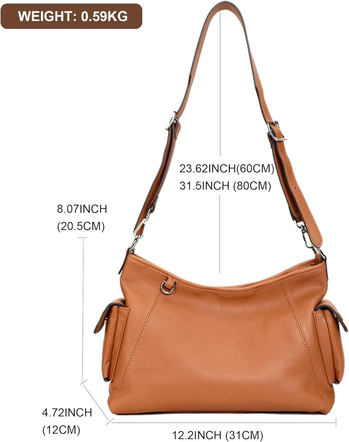 Fashionable Crossbody Bag For Women - Genuine Leather Large Capacity Everyday Shoulder Purse
