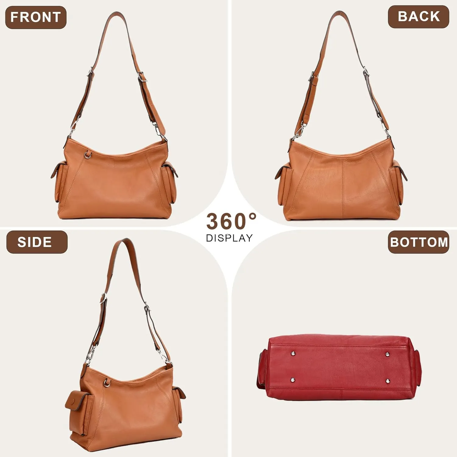 Fashionable Crossbody Bag For Women - Genuine Leather Large Capacity Everyday Shoulder Purse