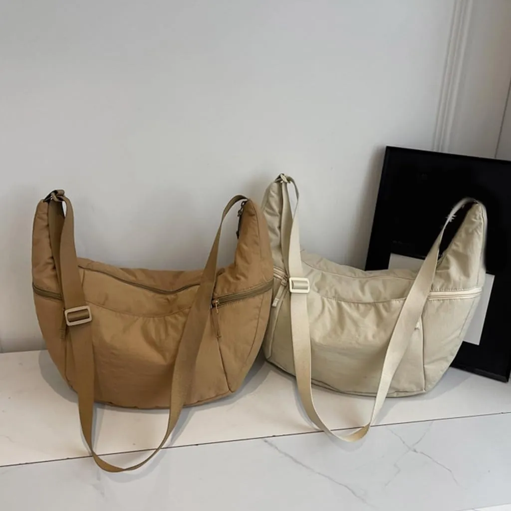 Fashionable Half Moon Crossbody Bag for Women Casual Satchel Practical Nylon Shoulder Bags for Everyday Needs
