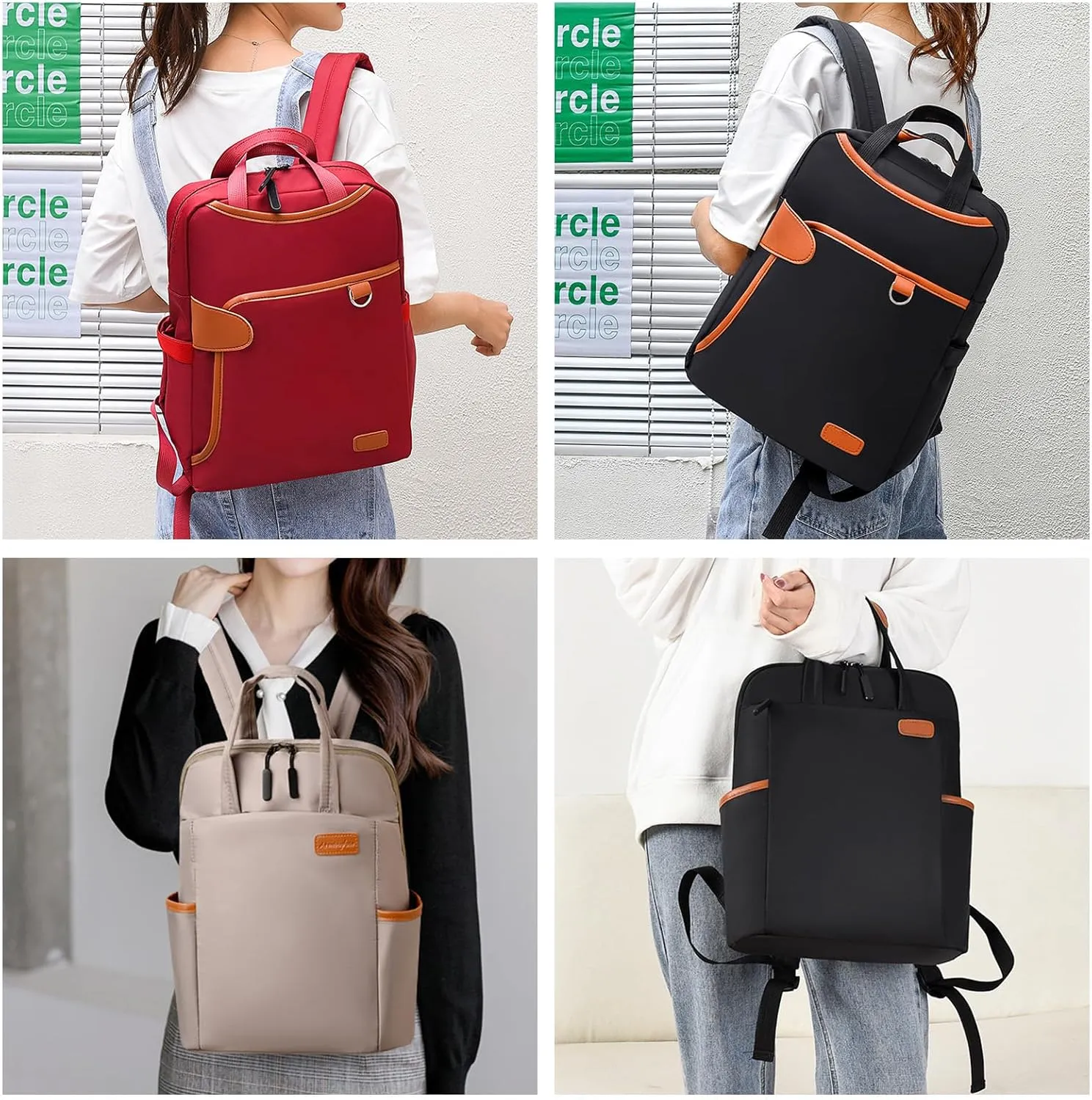 Fashionable Travel Backpack, Multifunctional Office Work Bags, Cute Large Capacity Multi Pocket Back Pack (274Khaki)