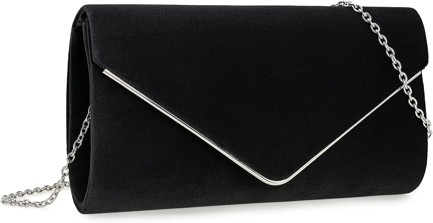 Faux Suede Evening Bag for Women New Classic Velvet Formal Clutch Purse for Prom/Wedding/Black-Tie Events