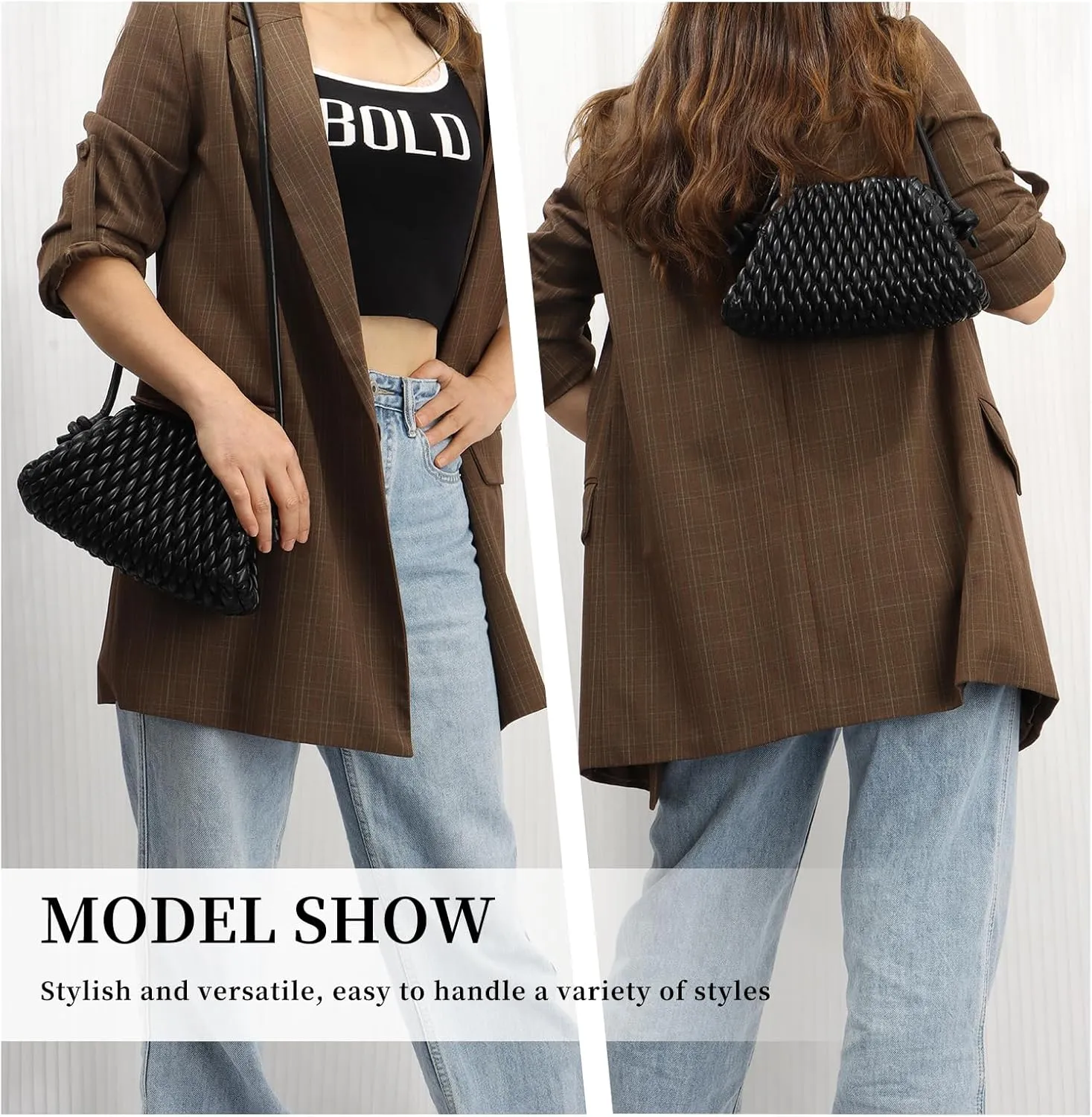 Fecialy Women's Dumpling Bag Cloud Clutch Purse Ruched Handbag Leather Hobo Bag Evening Crossbody Purse