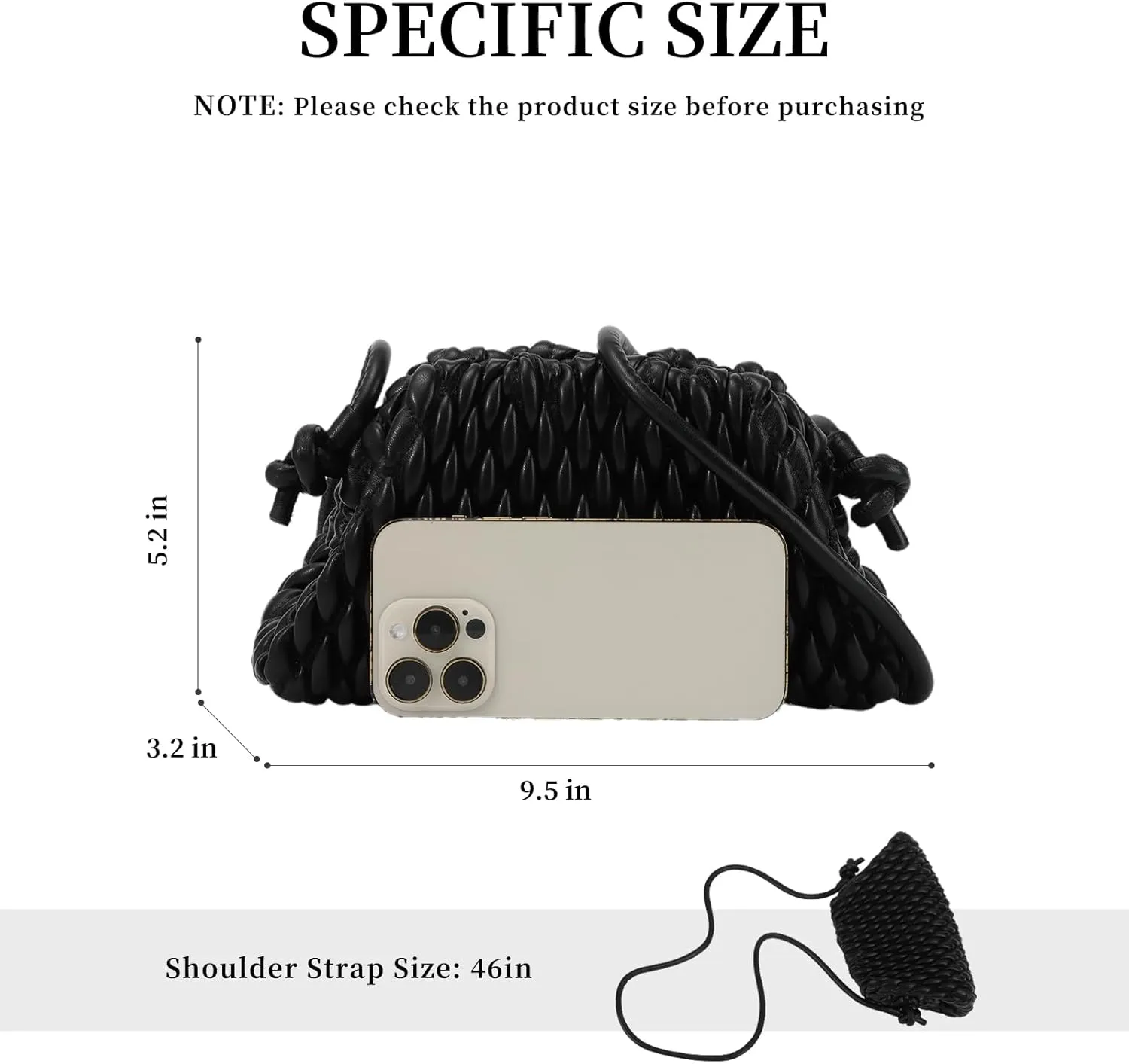 Fecialy Women's Dumpling Bag Cloud Clutch Purse Ruched Handbag Leather Hobo Bag Evening Crossbody Purse