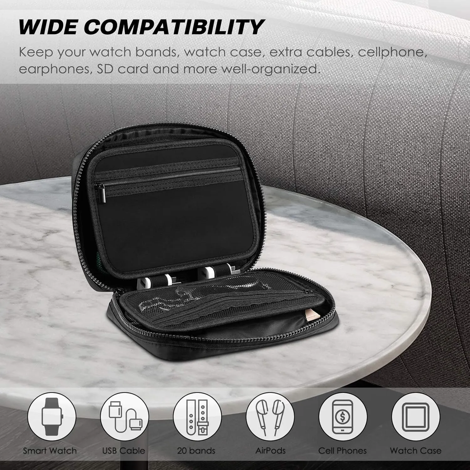 Fintie Watch Band Storage Bag Organizer, Travel Replacement Wrist Straps Carrying Case Pouch for Smartwatch Bands, Pin, Cable, Cases Accessories