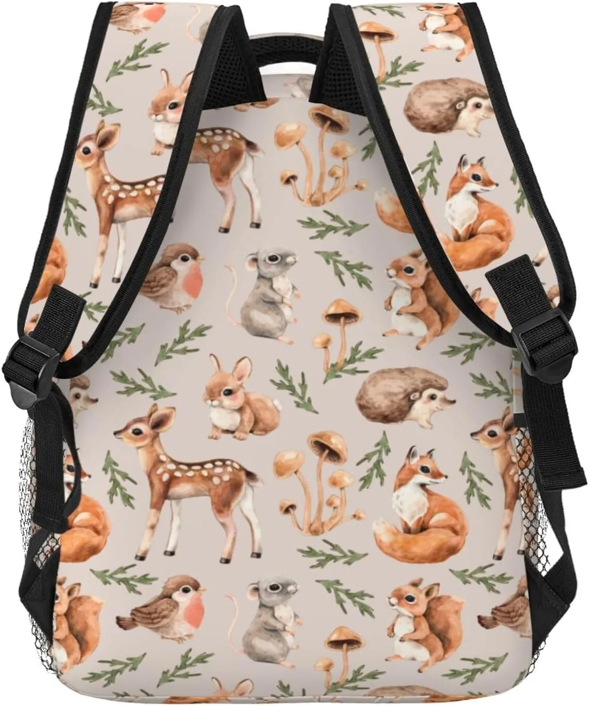 Fiokroo Forest Little Animals Deers Backpack School Bag For Students Teens Men Women Deer Squirrel Fox Hedgehog Bird Laptop Backpacks Travel Daypack Bag With Multiple Pockets