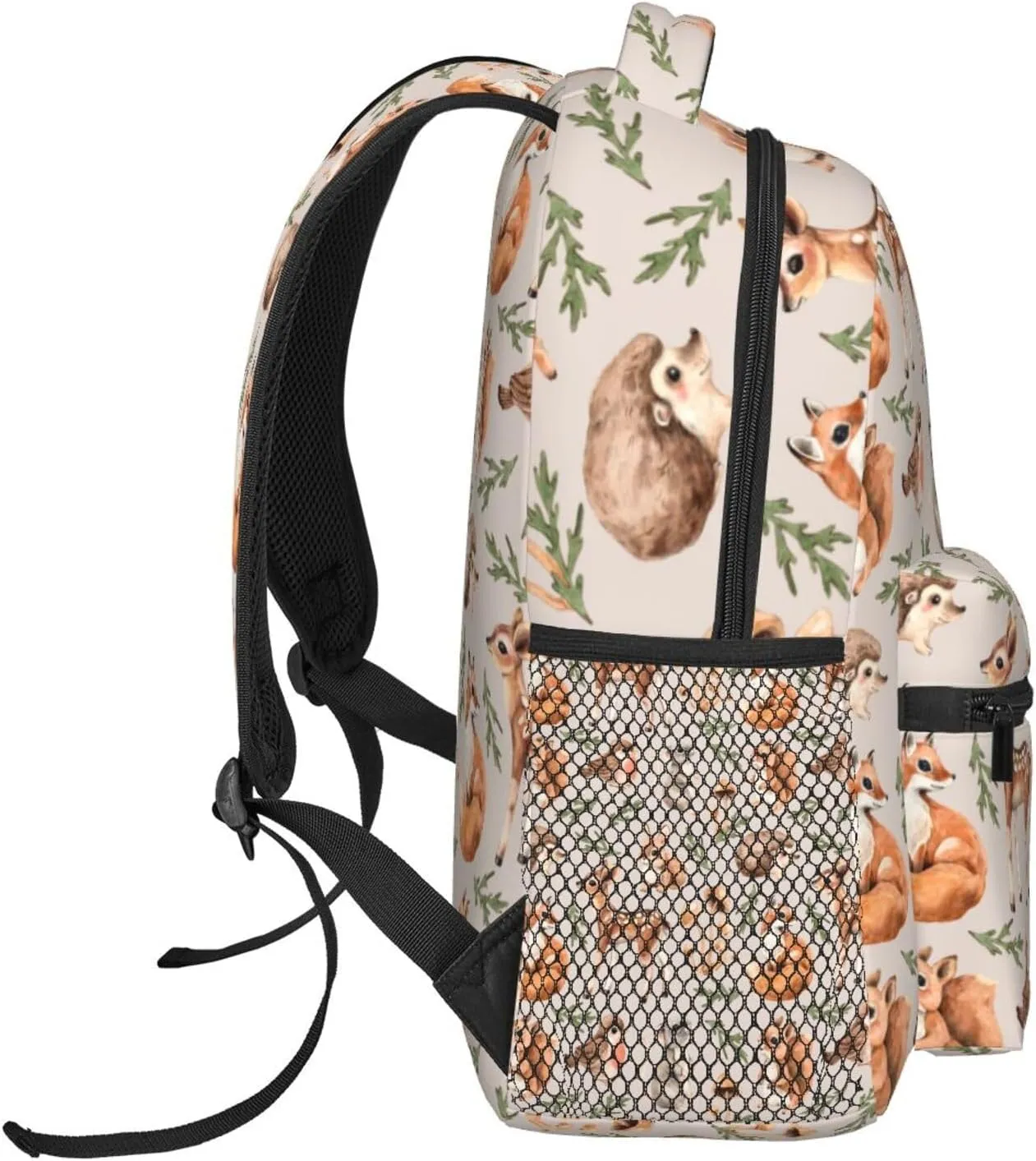 Fiokroo Forest Little Animals Deers Backpack School Bag For Students Teens Men Women Deer Squirrel Fox Hedgehog Bird Laptop Backpacks Travel Daypack Bag With Multiple Pockets