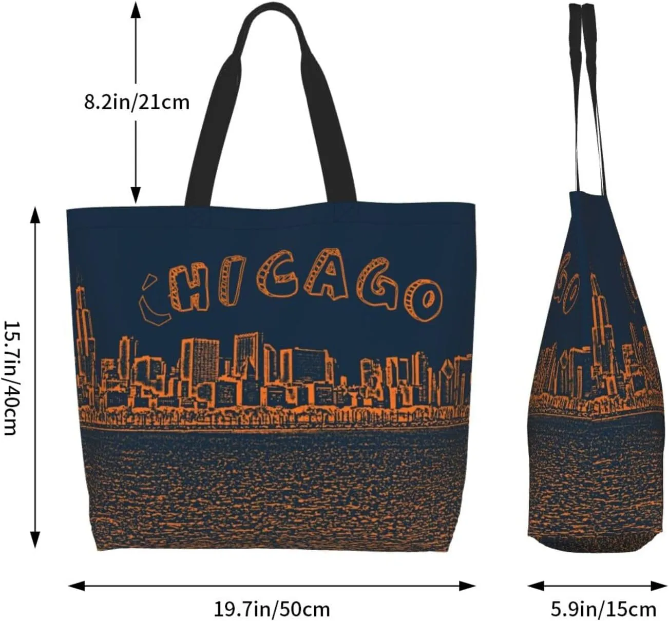 Flag Grocery Bag Chicago Shoulder Bag Handbag Shopping Grocery Bags Chicago Flag Bag Canvas Bag