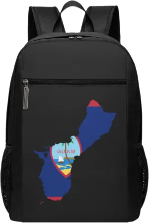 Flag Map of Guam Travel Laptop Backpack, Business Anti Theft Slim Sturdy Laptops Backpacks, College Computer Bag Gift for Men & Women Fits 17 Inch Notebook,Black