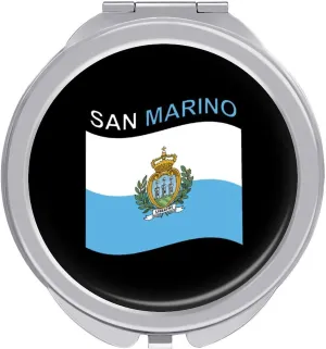 Flag of San Marino Travel Makeup Mirror 2-Sided 1x 2X Magnification Portable Mini Mirror for Handbag Purse Pocket