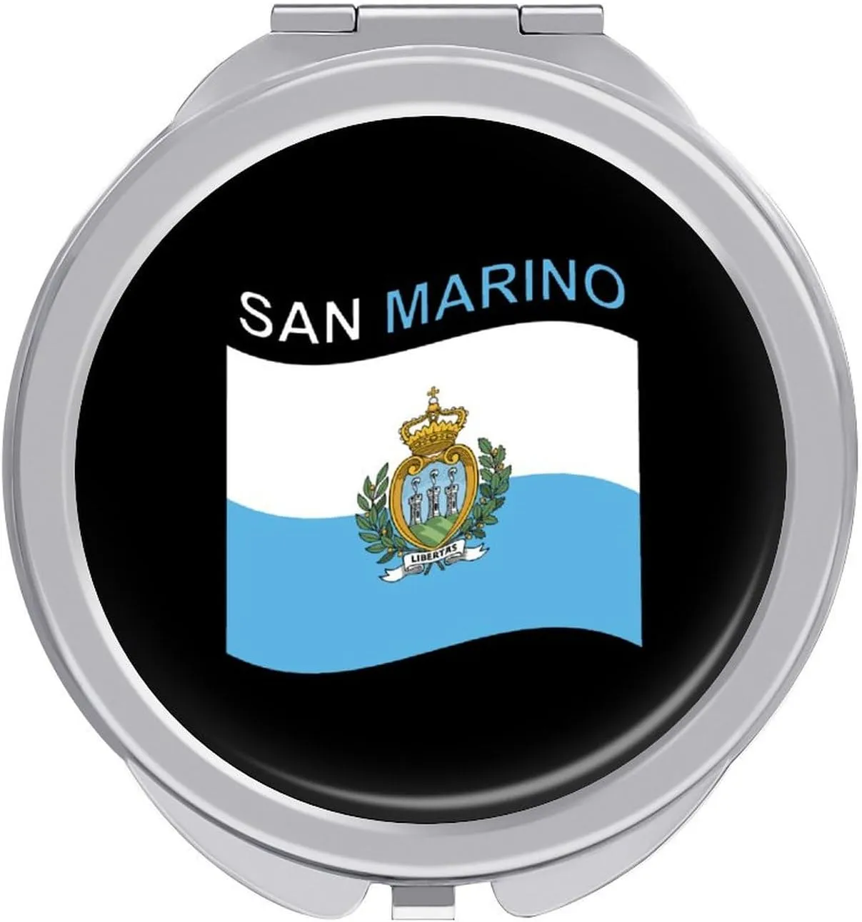Flag of San Marino Travel Makeup Mirror 2-Sided 1x 2X Magnification Portable Mini Mirror for Handbag Purse Pocket