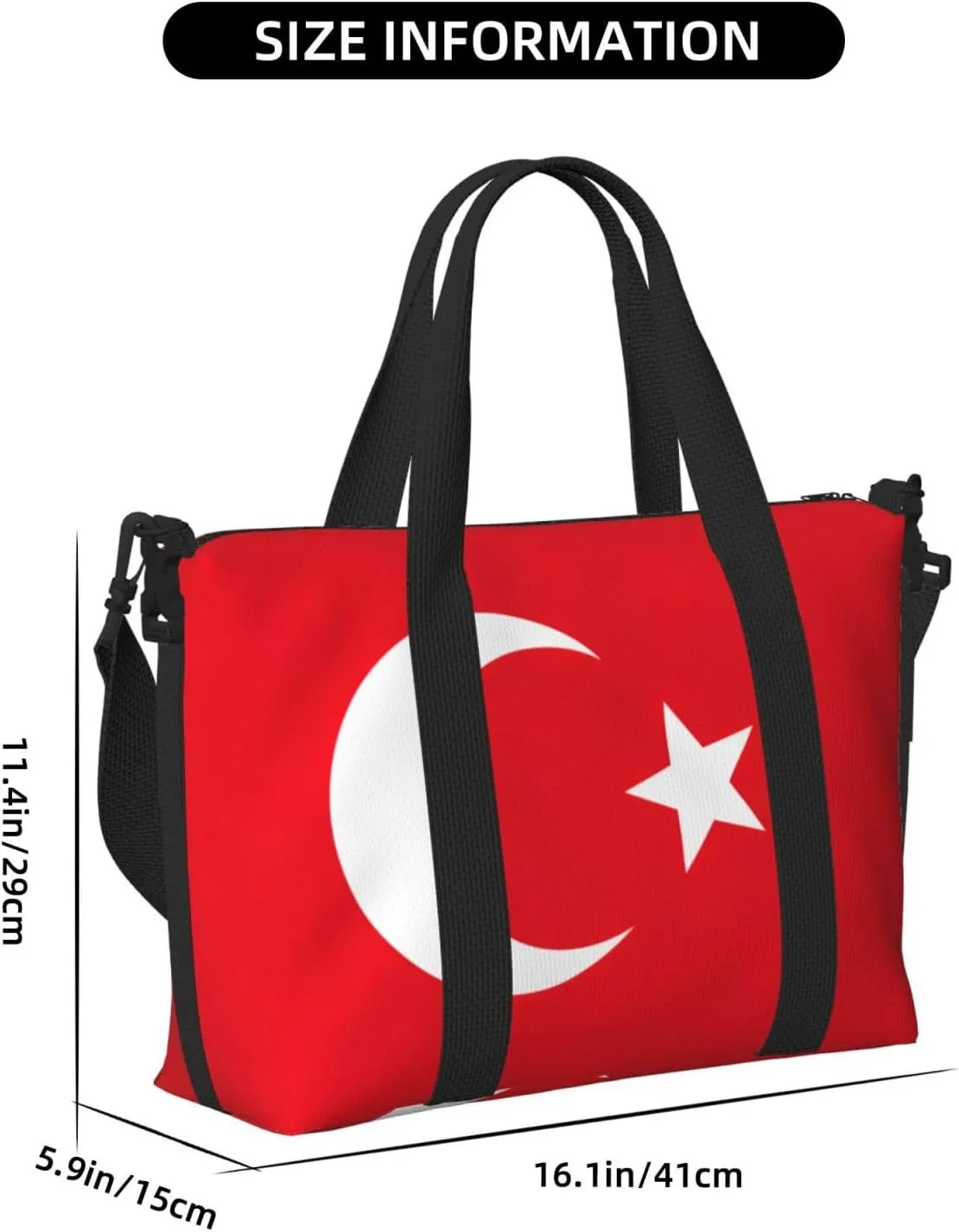 Flag Of Turkey Small Duffel Bag Foldable Travel Bag Weekender Bag Overnight Gym Hospital Bags For Women&Men