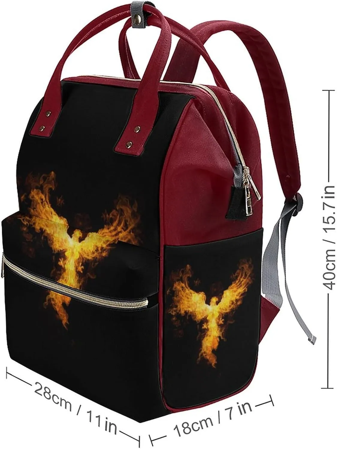 Flaming Bald Eagle Large Travel Bag Backpack Waterproof Bags for Women Back Pack with Bottle Pocket