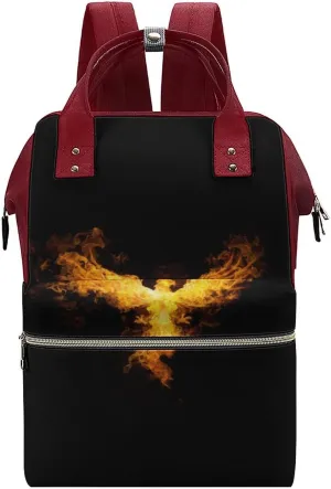 Flaming Bald Eagle Large Travel Bag Backpack Waterproof Bags for Women Back Pack with Bottle Pocket