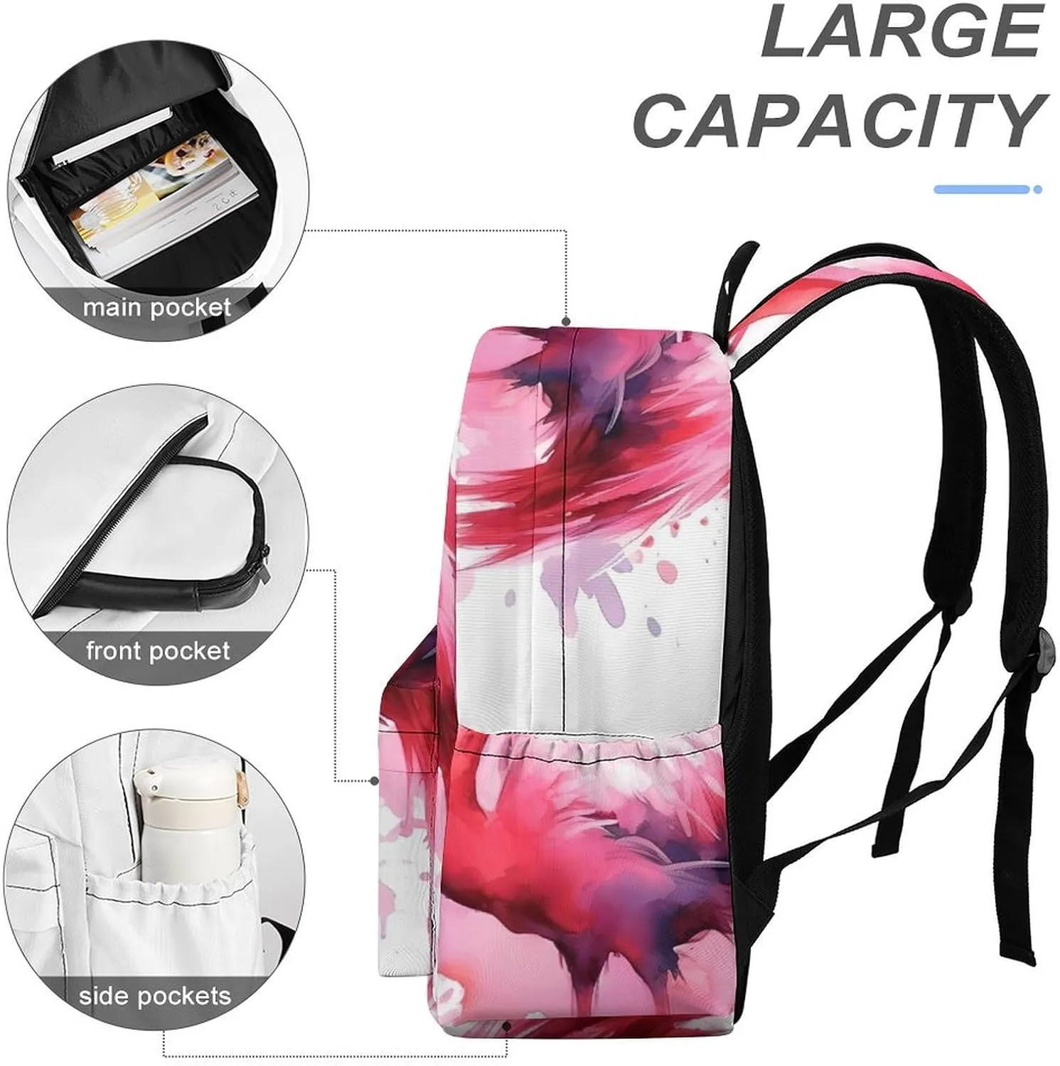 Flamingo Watercolor Print Laptop Backpacks Casual Shoulder Bag Travel Daypack Fashion for Men Women