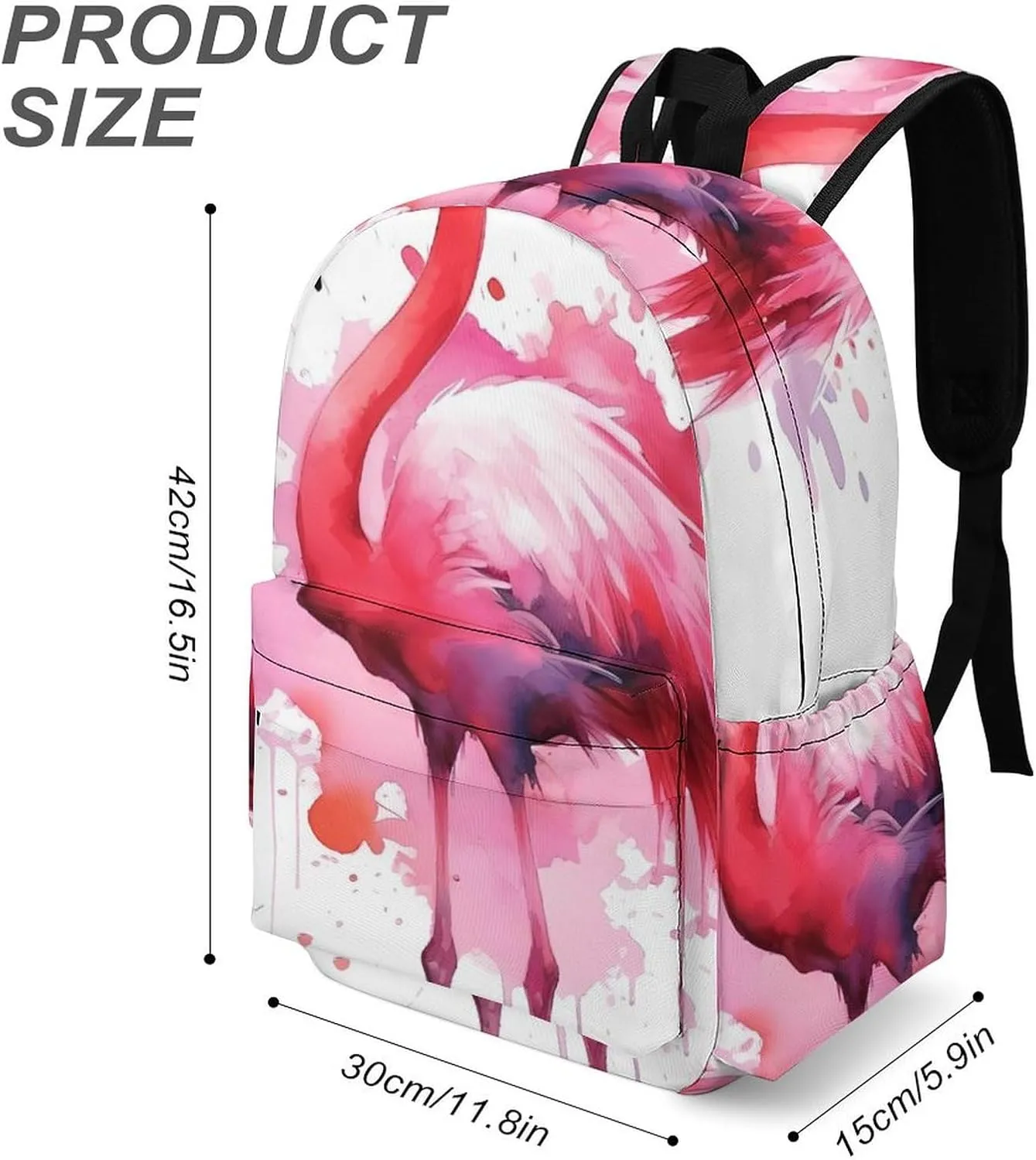 Flamingo Watercolor Print Laptop Backpacks Casual Shoulder Bag Travel Daypack Fashion for Men Women