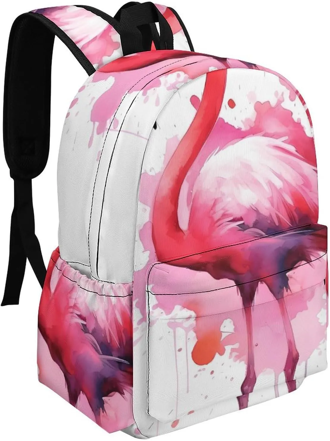 Flamingo Watercolor Print Laptop Backpacks Casual Shoulder Bag Travel Daypack Fashion for Men Women