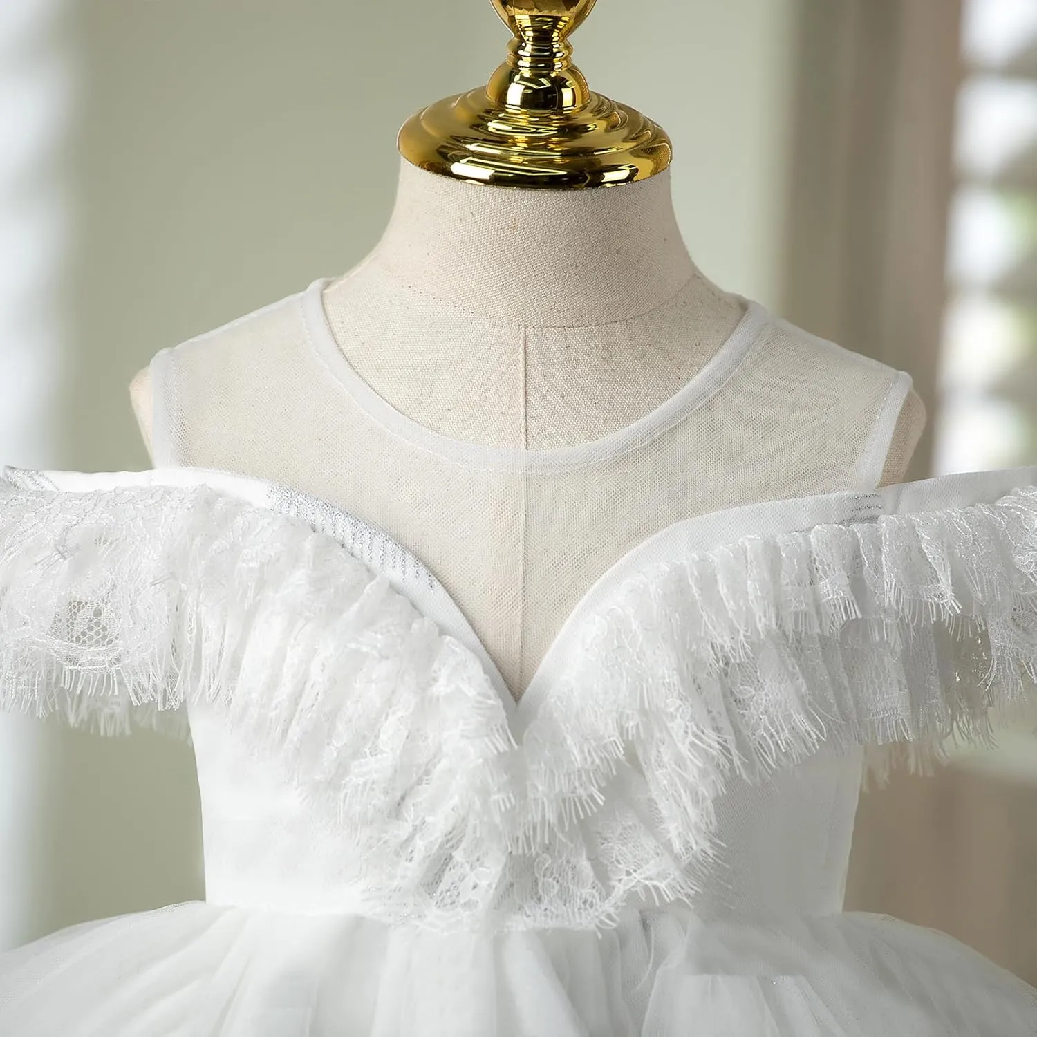 Flower Girl Dress Ruffle Satin Lace Tulle Beads Flower Decoration Toddler Wedding Birthday Party Evening Dress