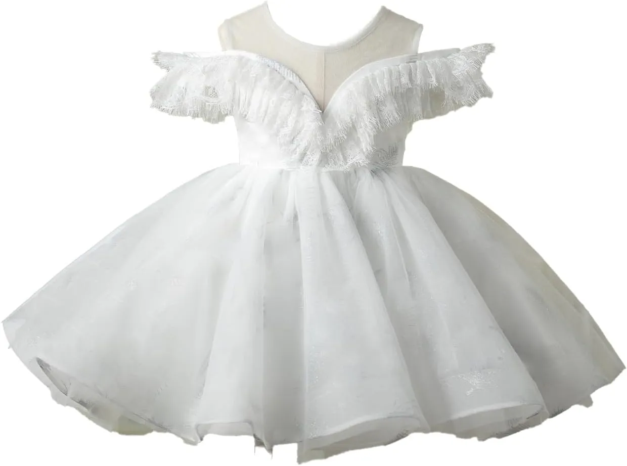 Flower Girl Dress Ruffle Satin Lace Tulle Beads Flower Decoration Toddler Wedding Birthday Party Evening Dress