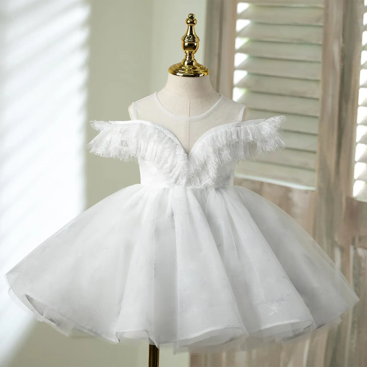 Flower Girl Dress Ruffle Satin Lace Tulle Beads Flower Decoration Toddler Wedding Birthday Party Evening Dress