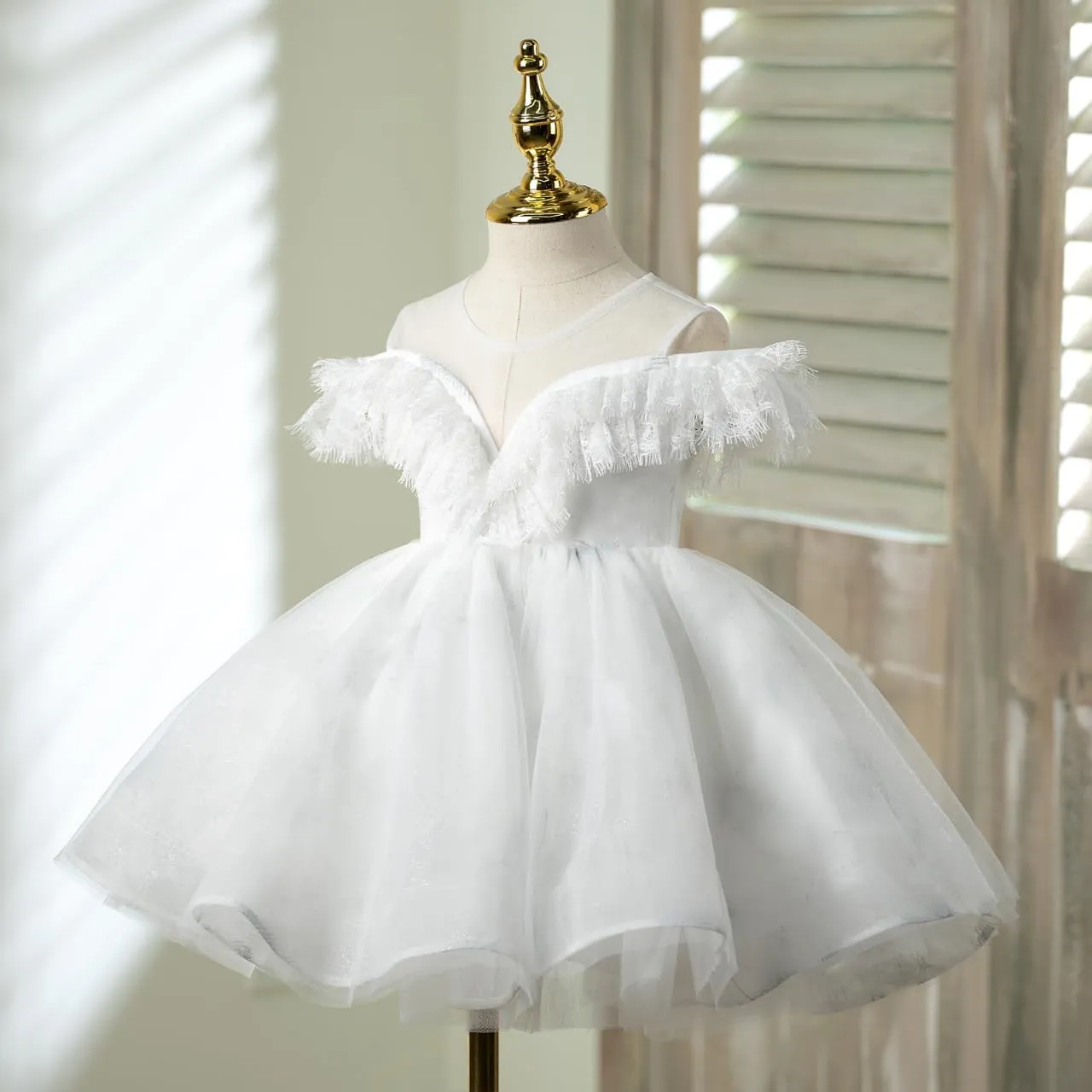 Flower Girl Dress Ruffle Satin Lace Tulle Beads Flower Decoration Toddler Wedding Birthday Party Evening Dress
