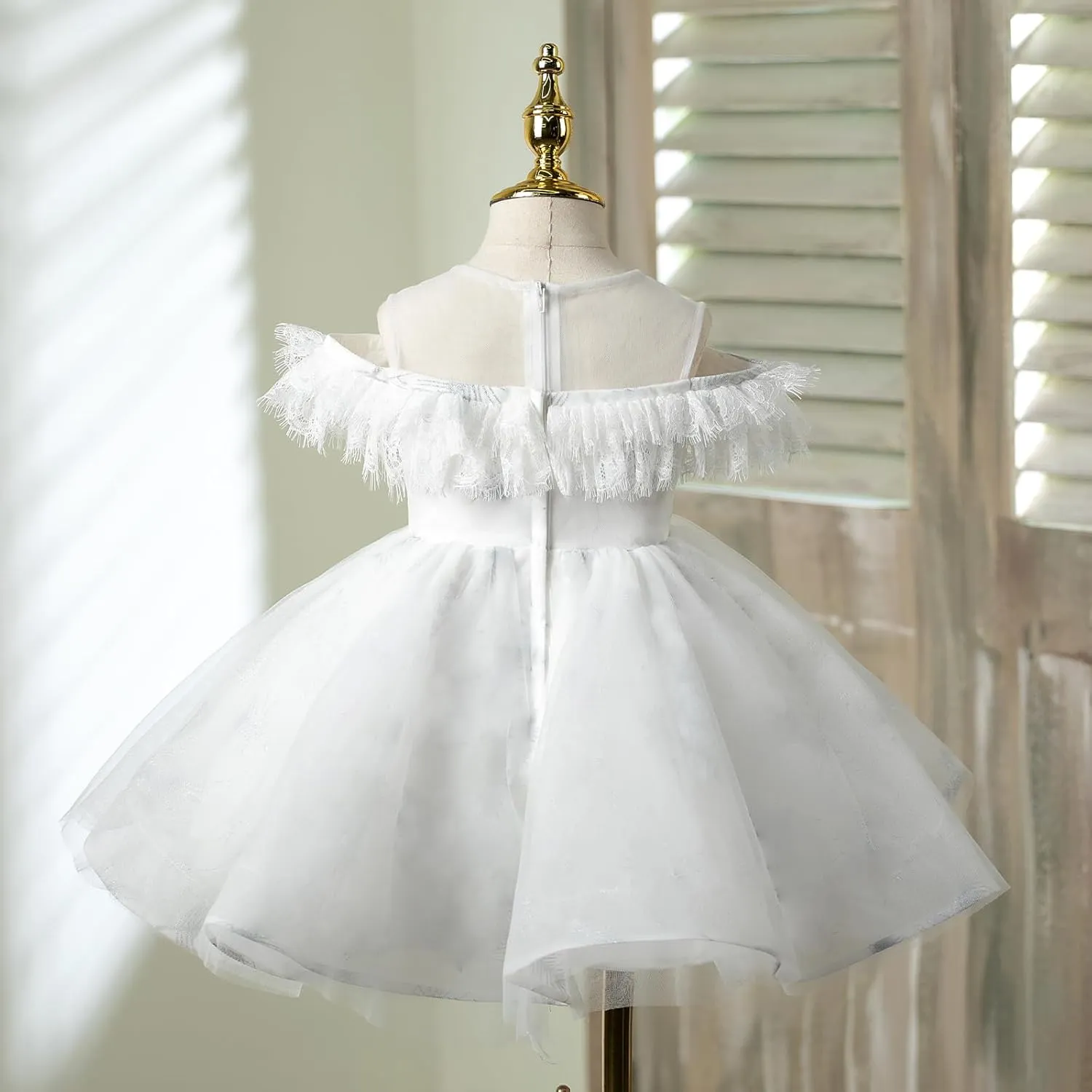 Flower Girl Dress Ruffle Satin Lace Tulle Beads Flower Decoration Toddler Wedding Birthday Party Evening Dress