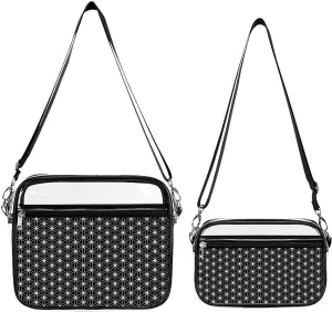 Flower Of Life Sacred Geometry Transparent Cross Bag Two-piece Set, Fashionable Transparent Bag