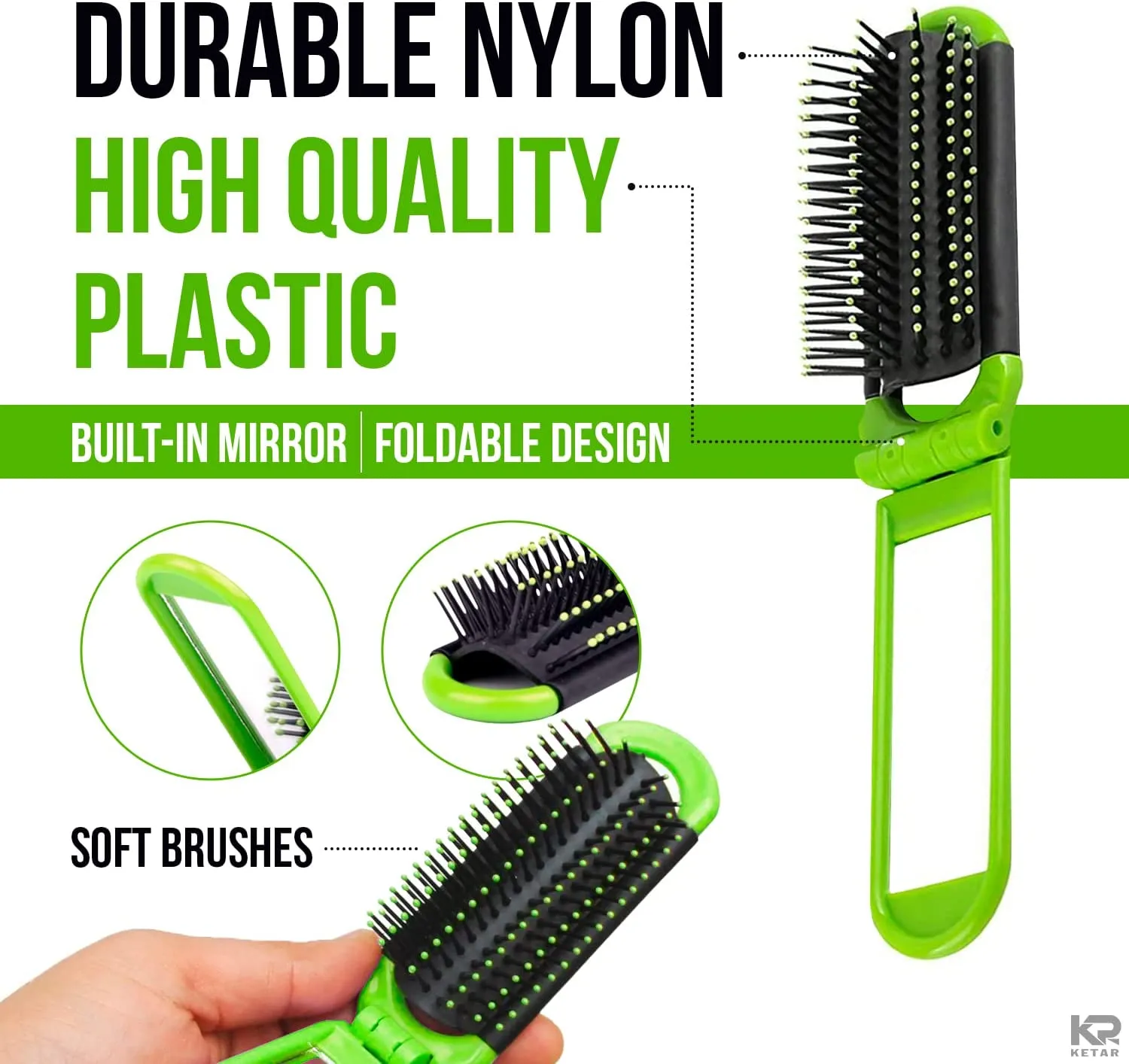 Folding Hair Brush with Mirror