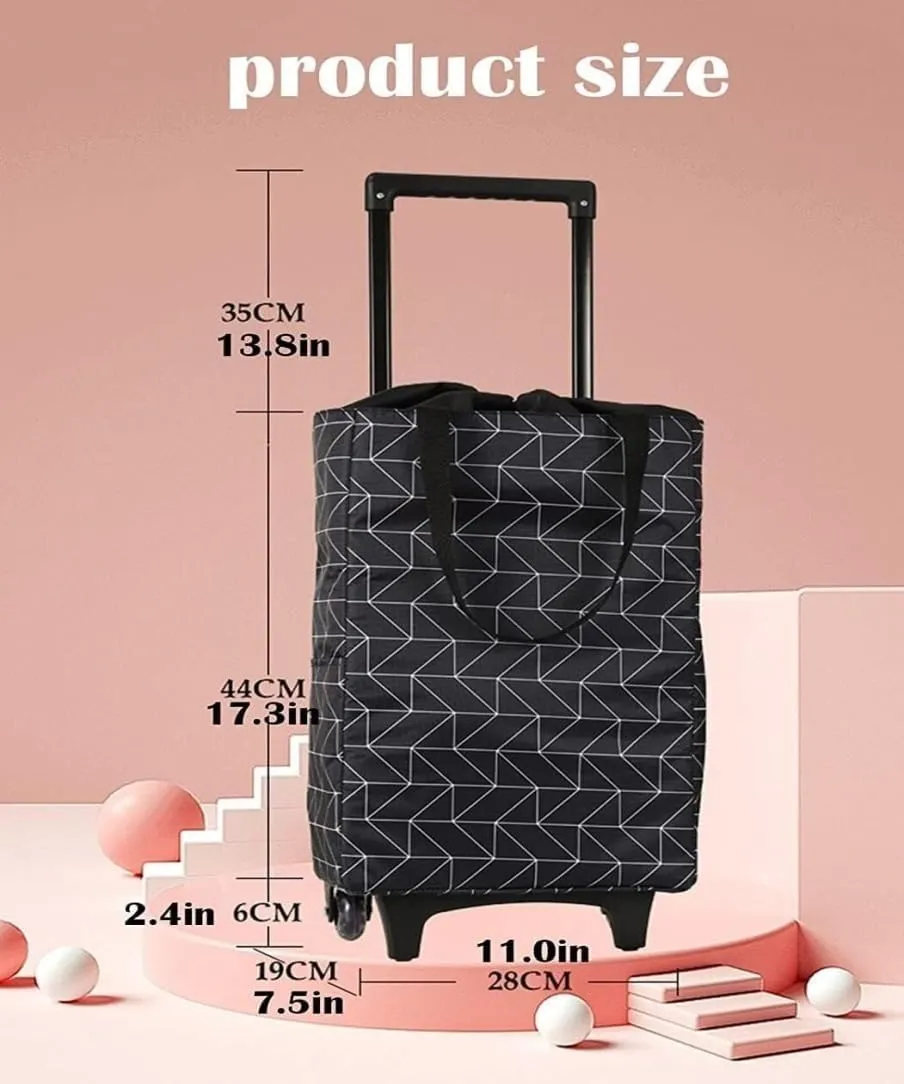 Folding Shopping Cart, Shopping Cart Foldable Shopping Trolleys Reusable Grocery Bags with Wheels Foldable Shopping Bags Grocery Utility Carts, 85*28cm