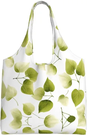 foliage Printed single-shoulder canvas bag, fashionable daily canvas bag, suitable for daily travel and shopping