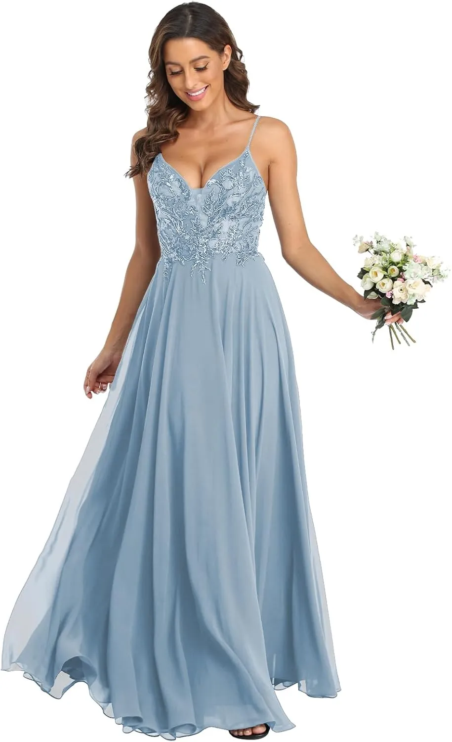ForElise Beach Wedding Dresses for Bride 2025 Spaghetti Straps Lace Appliques Long Bridal Gown