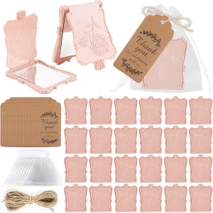 Framendino, 50 Set Rose Mirror Bulk Wedding Party Favors Including Portable Mirrors Tags Organza Bag and Jute Twine for Bridal Shower Souvenirs