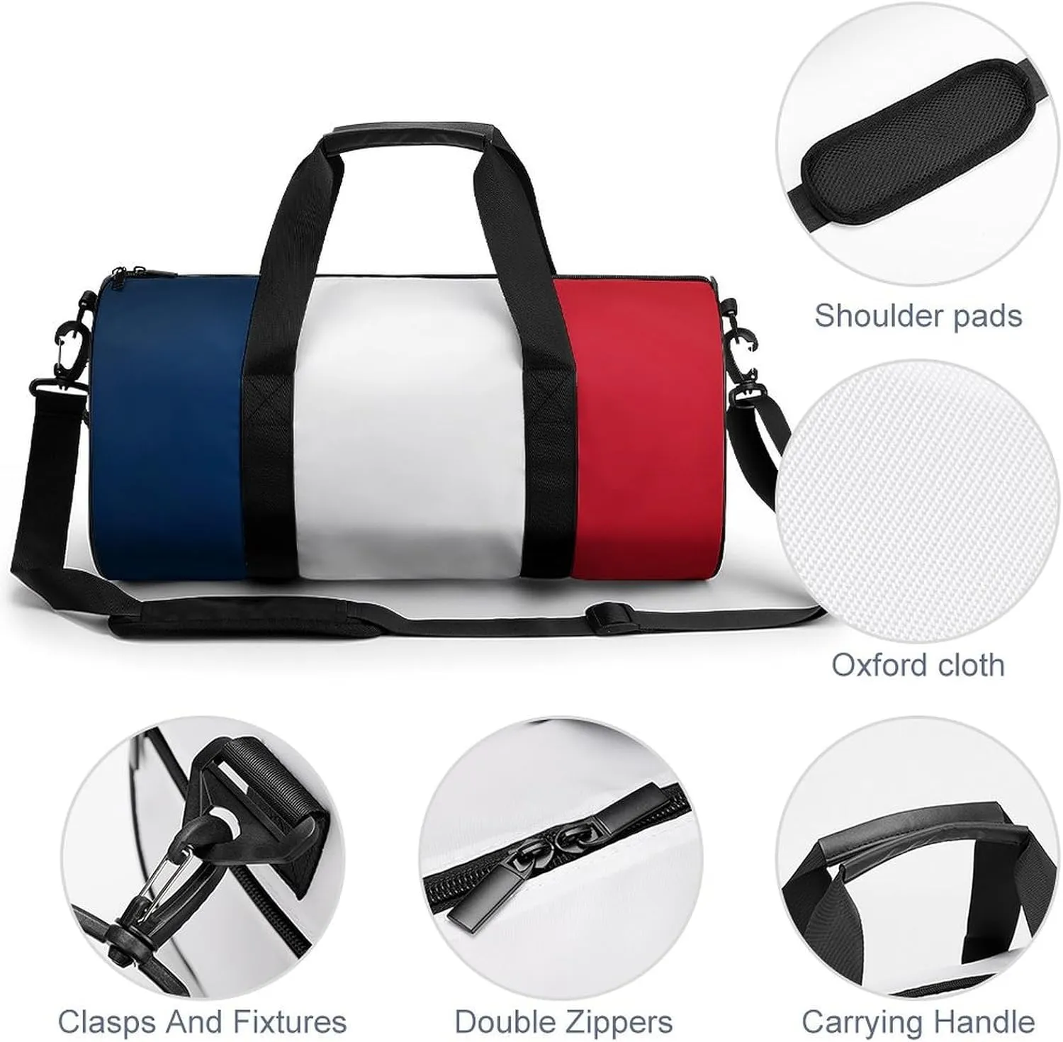 France Flag Travel Gym Duffel Bag for Women Men Dry Wet Separation Carry On Weekender