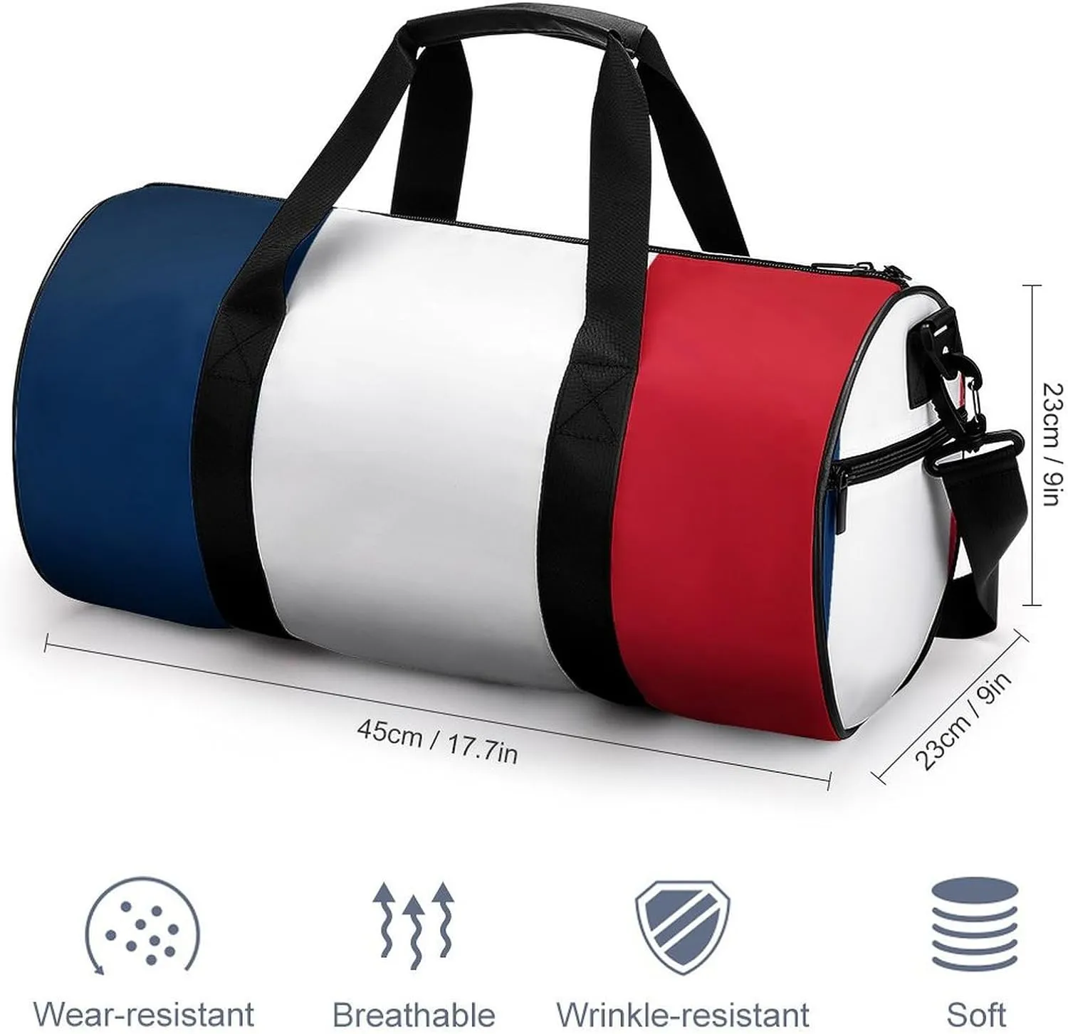France Flag Travel Gym Duffel Bag for Women Men Dry Wet Separation Carry On Weekender