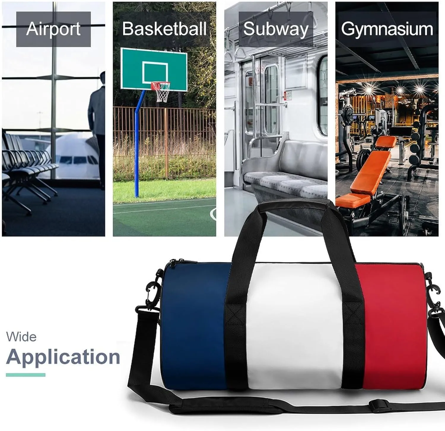 France Flag Travel Gym Duffel Bag for Women Men Dry Wet Separation Carry On Weekender