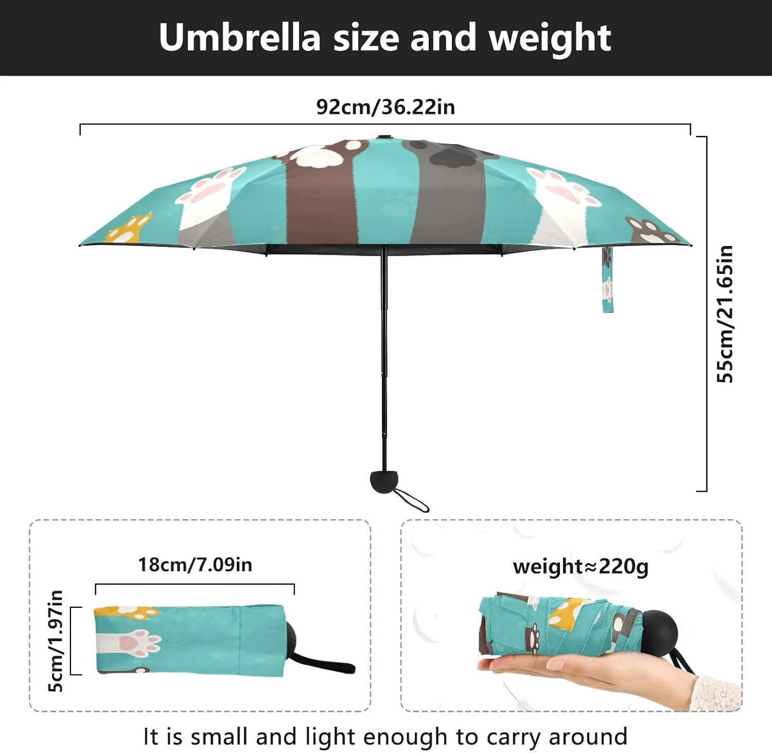 French Bulldog Dog Mushroom Umbrellas for Rain Autumn Forest Travel Umbrella Windproof Small Folding Umbrella Mini Compact Umbrella for Purse Lightweight Pocket for women