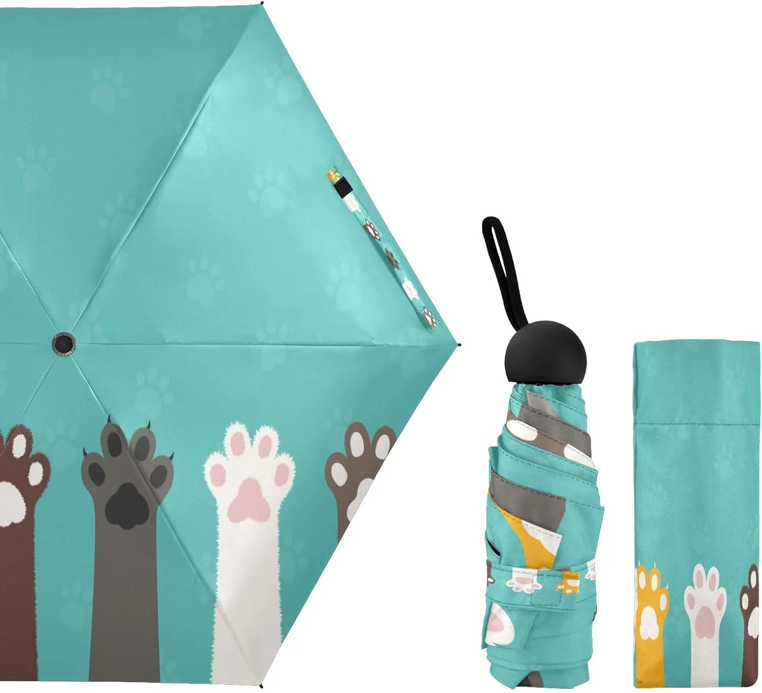French Bulldog Dog Mushroom Umbrellas for Rain Autumn Forest Travel Umbrella Windproof Small Folding Umbrella Mini Compact Umbrella for Purse Lightweight Pocket for women