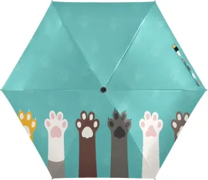 French Bulldog Dog Mushroom Umbrellas for Rain Autumn Forest Travel Umbrella Windproof Small Folding Umbrella Mini Compact Umbrella for Purse Lightweight Pocket for women
