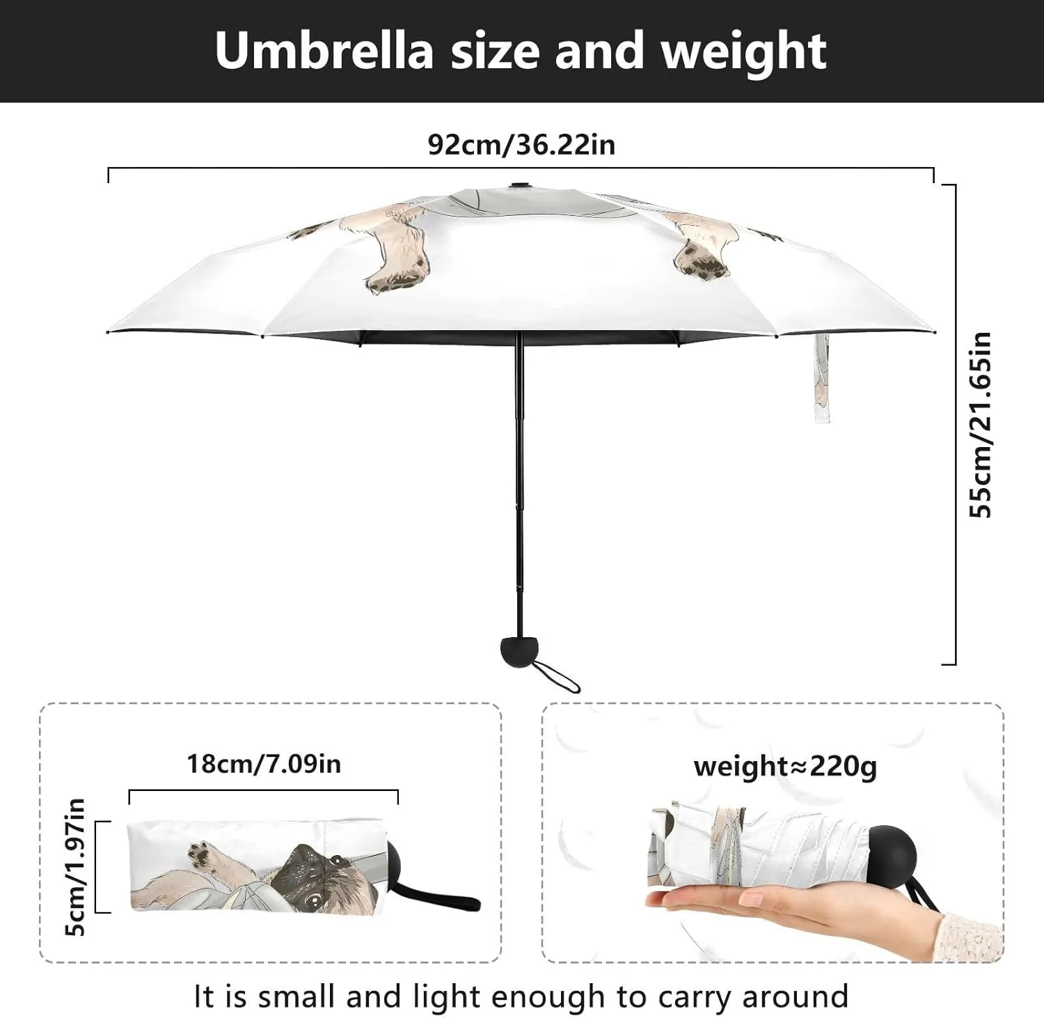 French Bulldog Dog Mushroom Umbrellas for Rain Autumn Forest Travel Umbrella Windproof Small Folding Umbrella Mini Compact Umbrella for Purse Lightweight Pocket for women
