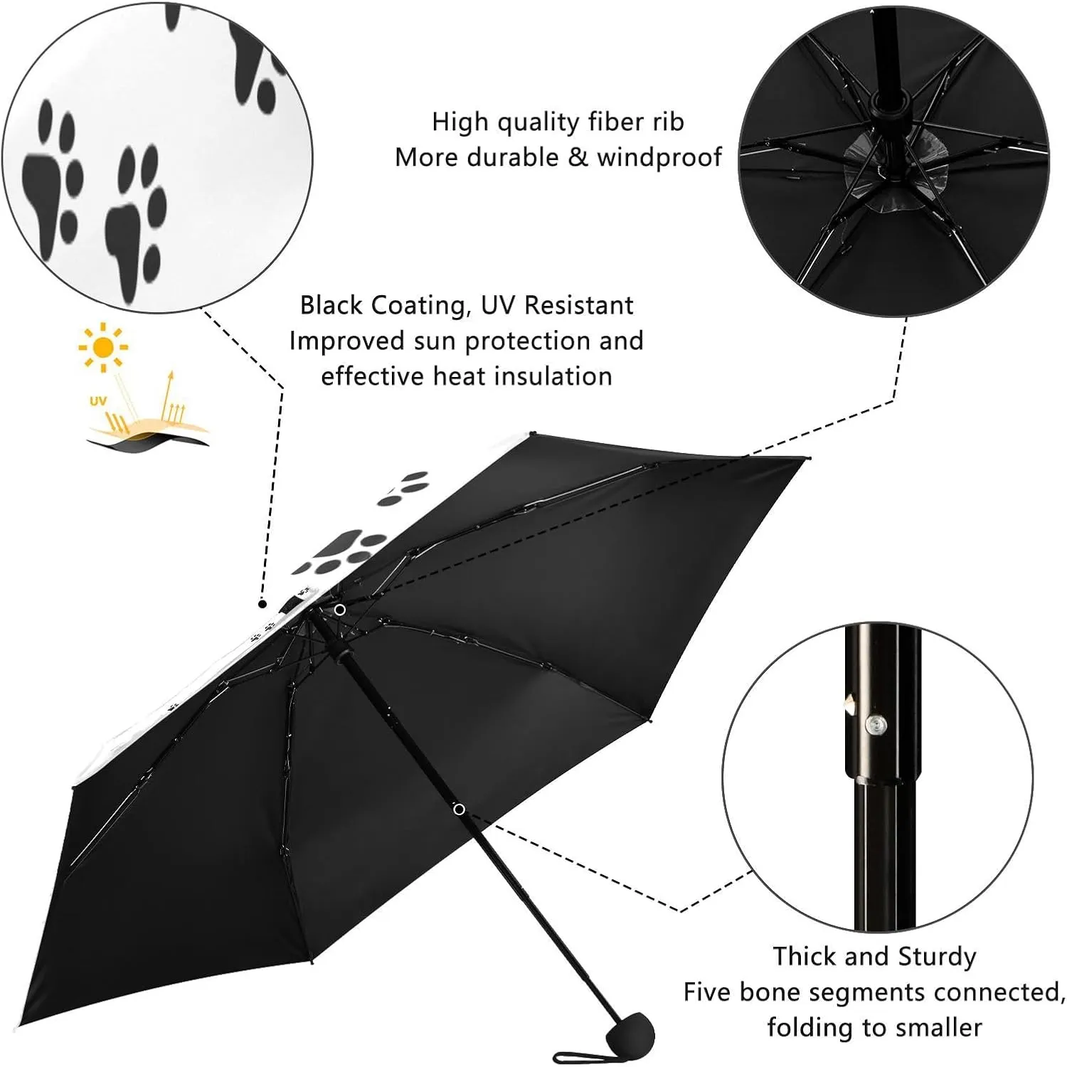 French Bulldog Dog Mushroom Umbrellas for Rain Autumn Forest Travel Umbrella Windproof Small Folding Umbrella Mini Compact Umbrella for Purse Lightweight Pocket for women