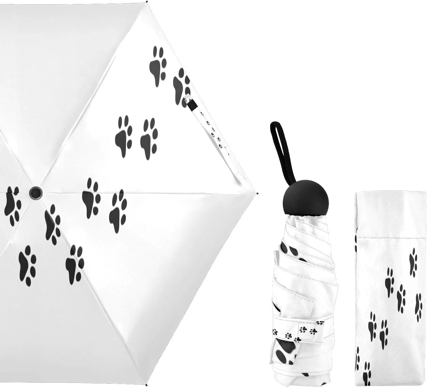 French Bulldog Dog Mushroom Umbrellas for Rain Autumn Forest Travel Umbrella Windproof Small Folding Umbrella Mini Compact Umbrella for Purse Lightweight Pocket for women