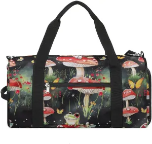 Frog Mushroom Butterfly Mist Unisex Gym Bag Waterproof Sports Duffels Travel Gear With Laundry Shoe Compartment
