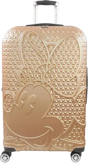 FUL Disney Minnie Mouse Rolling Luggage, Textured Hardshell Suitcase with Wheels, Gold, 29 Inch