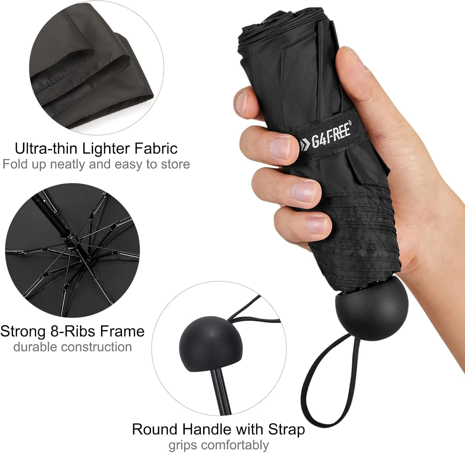 G4Free Compact Travel Umbrella UPF 50  UV Protection Sun Blocking Mini Umbrellas for Men and Women