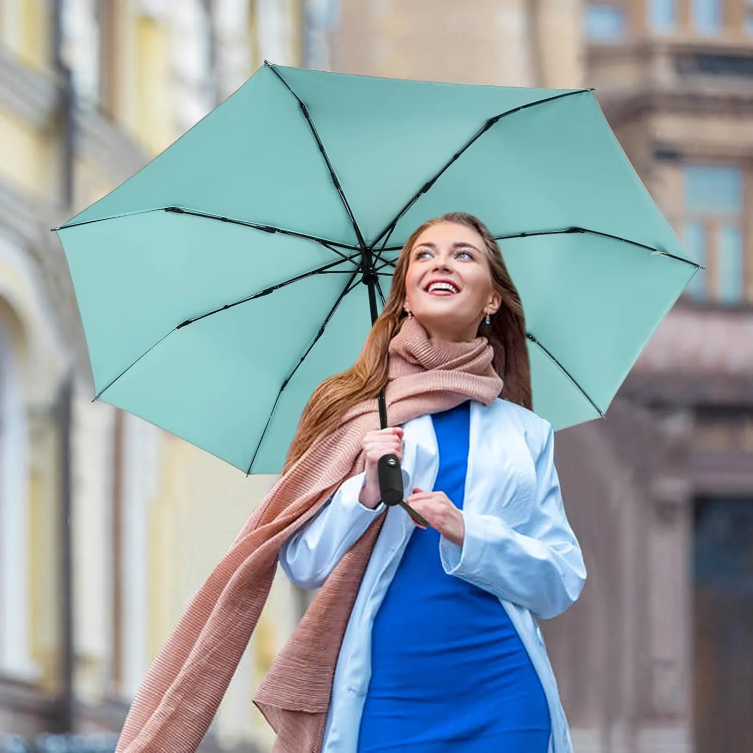 G4Free UPF 50  UV Protection Large Travel Umbrella 42/46 Inch Auto Open Close Windproof Sun Blocking Umbrella