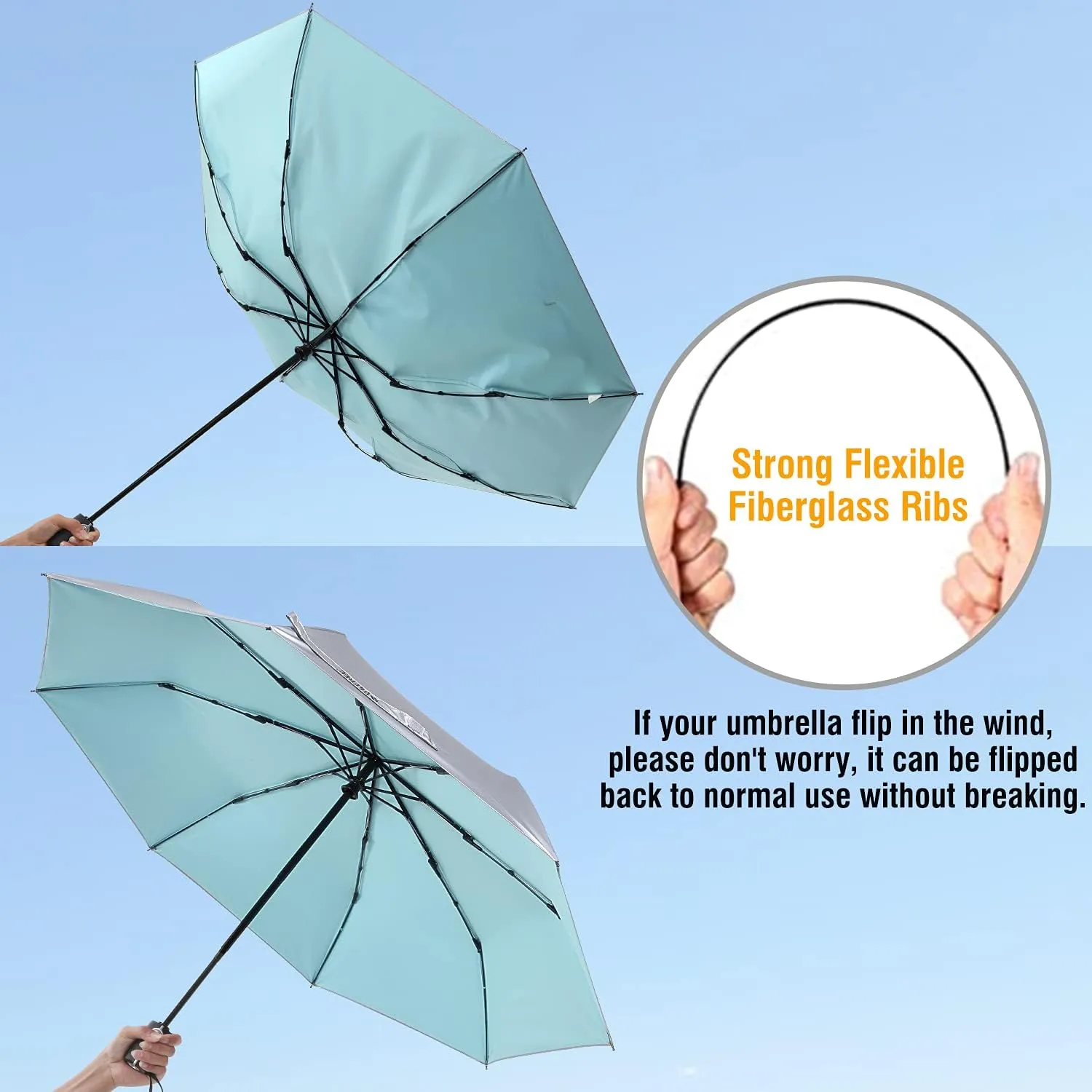 G4Free UPF 50  UV Protection Large Travel Umbrella 42/46 Inch Auto Open Close Windproof Sun Blocking Umbrella
