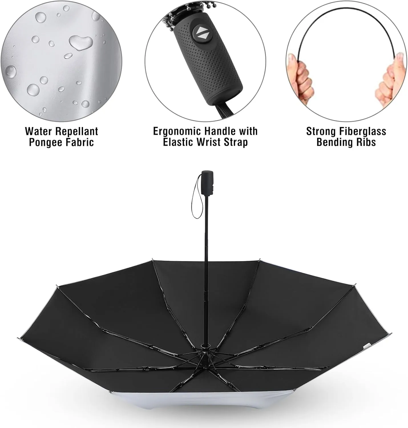 G4Free UPF 50  UV Protection Large Travel Umbrella 42/46 Inch Auto Open Close Windproof Sun Blocking Umbrella